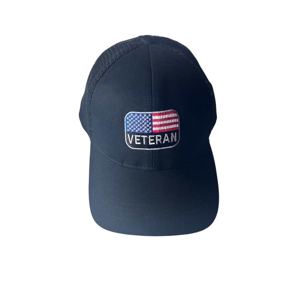 Sonoma Community Mens Veteran American Flag Trucker Hat Black Snapback MRR34HT02